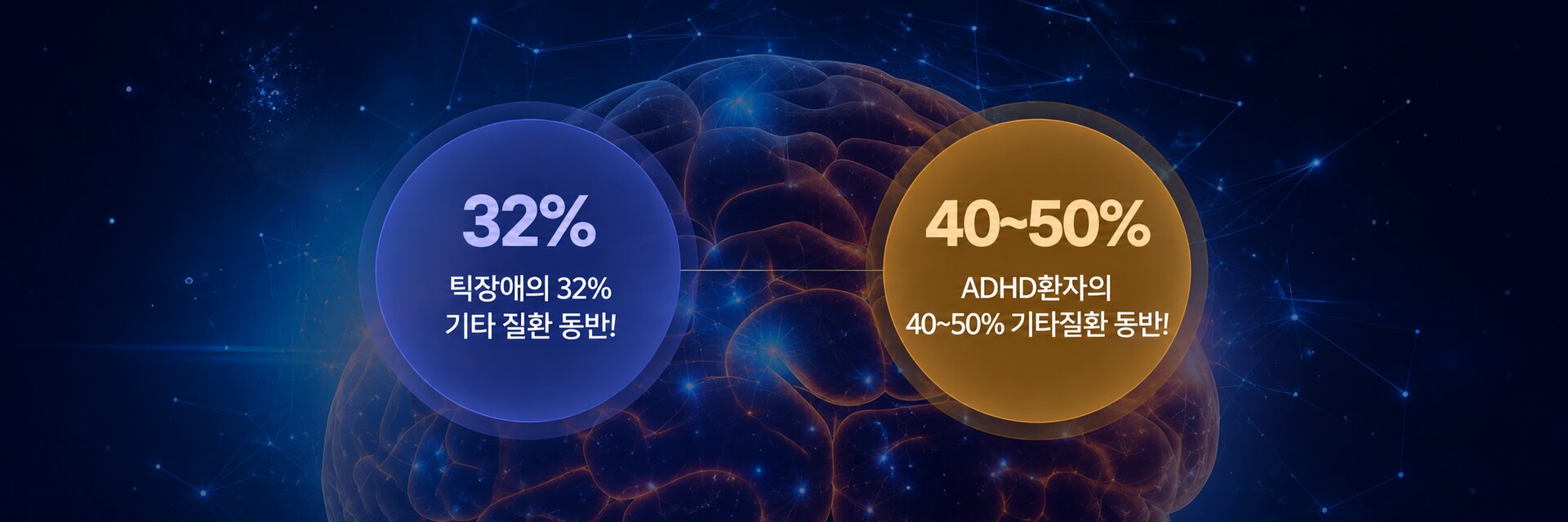 틱장애의 32%, ADHD 환자의 40~50%가 기타 질환을 동반