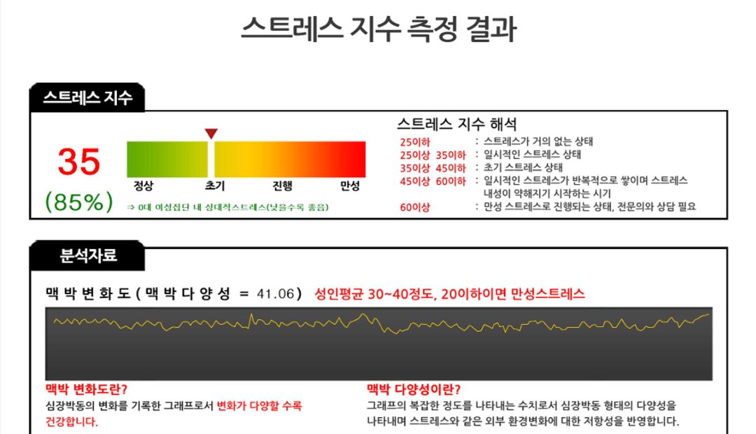 스트레스 지수 측정 결과